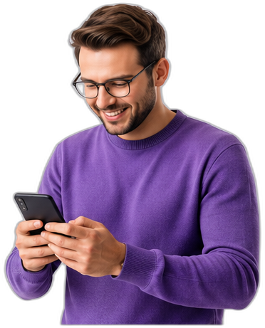 Marketer checking results on phone
